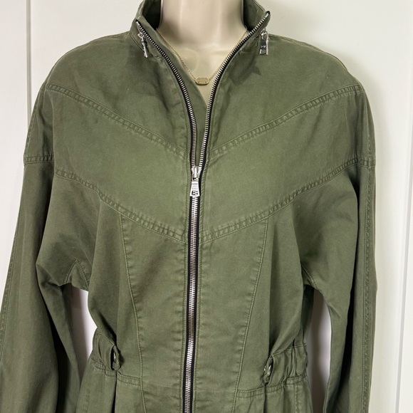 RTA Halima Jumpsuit Utility Zip Front Long Sleeve Tomboy Green Small New Cargo - Picture 8 of 13